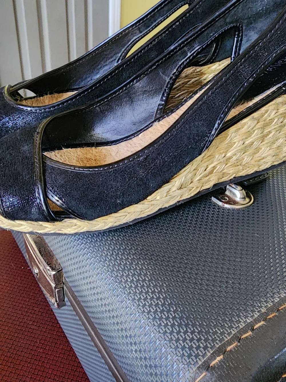 Donald J Pliner Leather Wedge Espadrille Coraa Sz‎ 7 Metallica Shimmer Sandal
